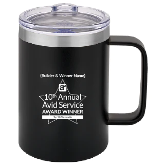 10th Annual Avid Service Award Winner - Stainless Steel Vacuum Mug (sold in bundles of 24)